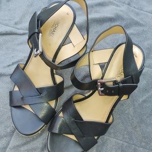 Leather Michael Kors wedge sandals size 7.5M